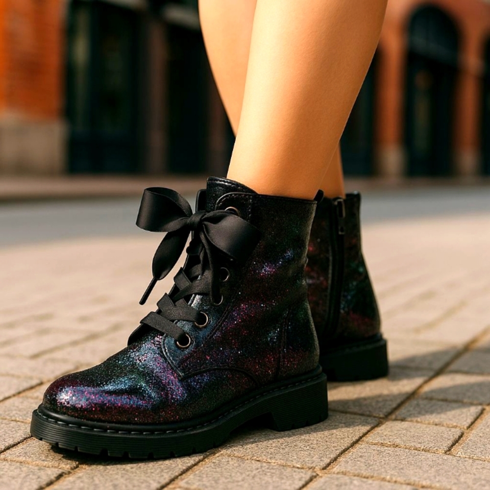 JOJO Black Glitter Ankle Boots SIZE 5